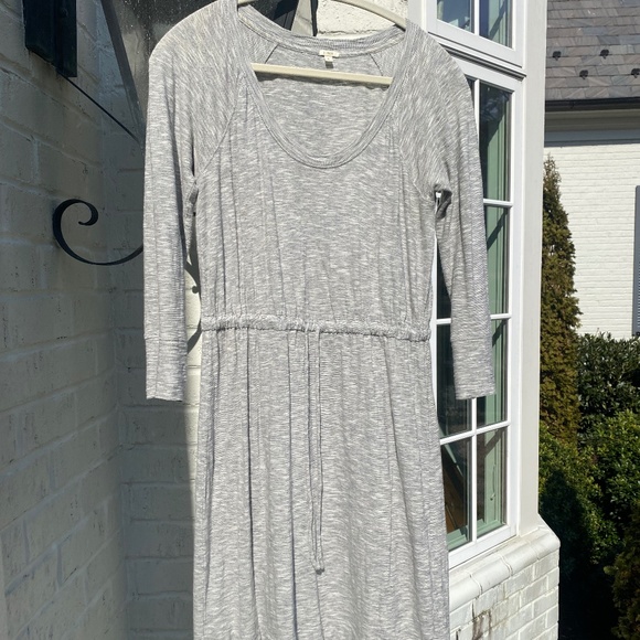 J Crew dress drawstring tie waist long sleeve gray Small - Picture 5 of 16